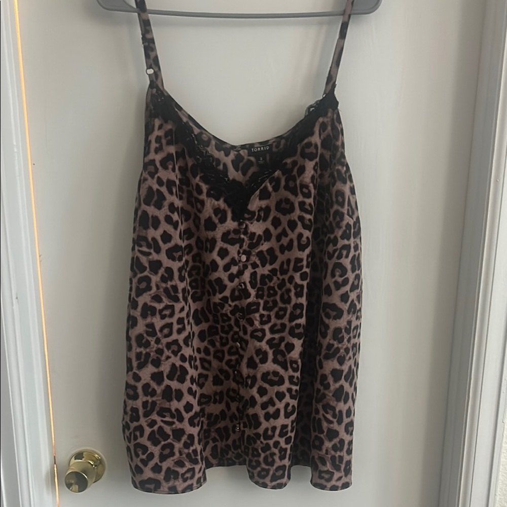 Torrid Leopard Print Camisole with Black Lace